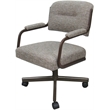 Pemberly Row Swivel Metal Dining Caster Chair in Tan with Brown Frame
