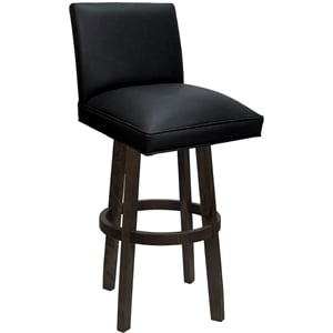 Pemberly Row Swivel Bar Stool 30&quot Seat in Black Vinyl with Dark Walnut Frame