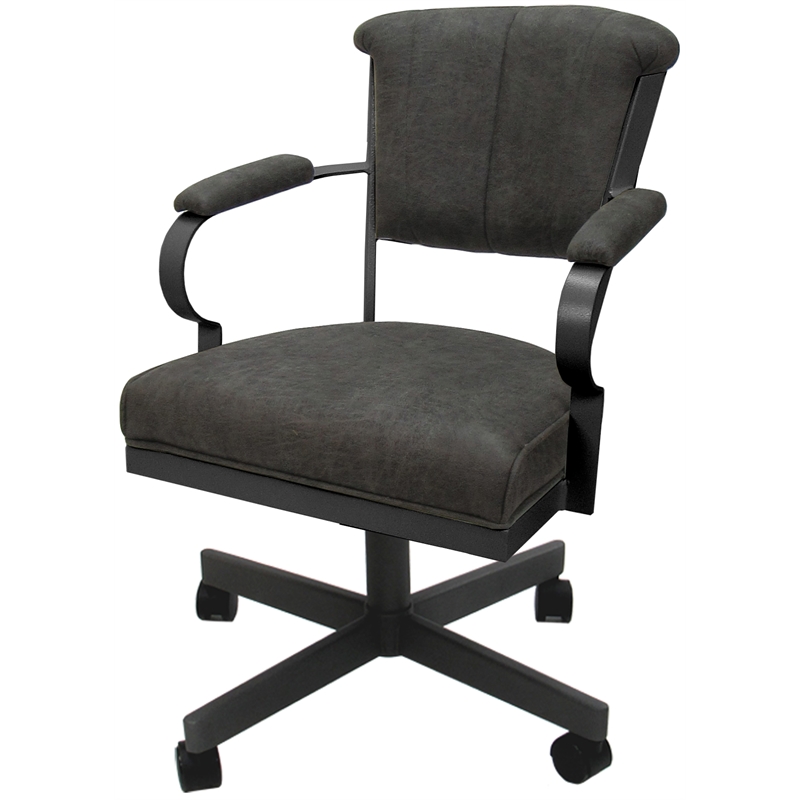 Pemberly Row Swivel Tilt Caster Chair in Charcoal Gray Fabric with Gray Frame
