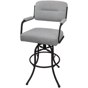 Pemberly Row Swivel Tilt Bar Stool 30&quot in Slate Stone Fabric with Brown Frame