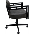 Pemberly Row Swivel Dining Caster Chair in Elk Gray Fabric with Black Frame