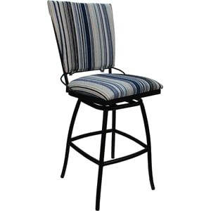 Pemberly Row Outdoor Indoor 26&quot Counter Bar Stool Armless in Blue Fabric
