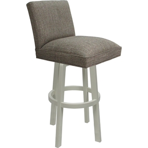 Pemberly Row Swivel Wood Stool 34&quot Seat in Cocoa Fabric with White Frame