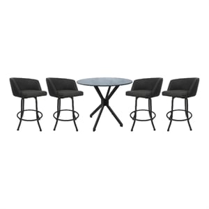 Pemberly Row Pub Set with 30&quot Swivel Bar Stools in Moonstone Grey