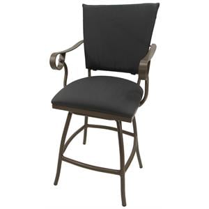 Pemberly Row Swivel Counter 26&quot Bar Stool in Dark Gray Fabric with Black Frame