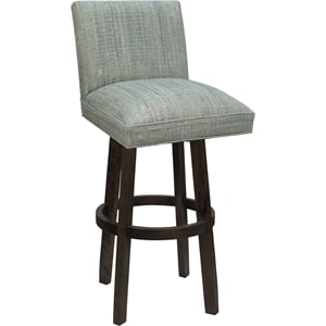 Pemberly Row Swivel Counter Stool 26&quot in Aqua Teal Fabric with Dark Walnut Frame