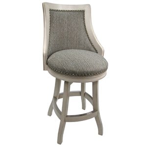 Pemberly Row 26&quot Swivel Solid Wood Counter Stool in Smoke Gray
