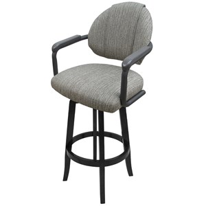 Pemberly Row 30&quot Indoor Metal Bar Stool with Upholstered Back in Gray