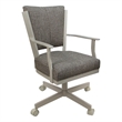 Pemberly Row Swivel Dining Caster Chair in Cocoa Brown Fabric with Beige Frame