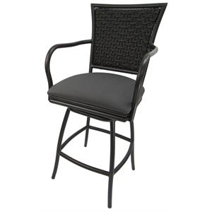 Pemberly Row Swivel 26&quot Counter Stool in Dark Gray Fabric with Brown Metal Frame