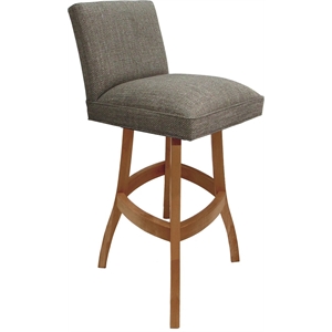 Pemberly Row Solid Wood 30&quot Bar Stool in Cocoa Fabric with Honey Frame
