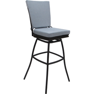 Pemberly Row Outdoor/Indoor Swivel Extra Tall 34&quot Stool Armless in Blue