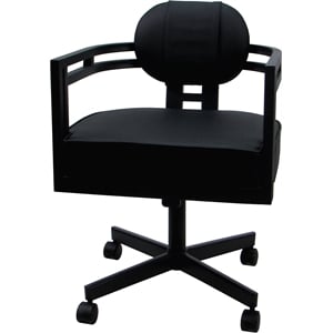 Pemberly Row Swivel Metal Dining Caster Chair in Black Vinyl & Black Frame