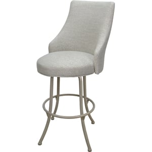 Pemberly Row 30&quot Swivel Metal Bar Stool in Stone Fabric with Beige Frame