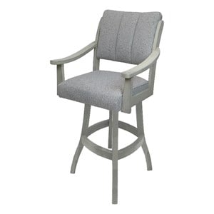 Pemberly Row Extra Tall 34&quot Solid Wood Stool in Slate Fabric with Wood Frame