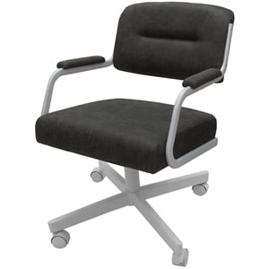 Pemberly Row Swivel Metal Dining Caster Chair in Dark Gray with White Frame