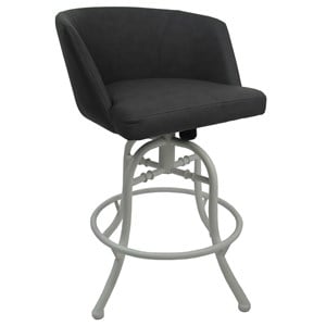 Pemberly Row Swivel Tilt Metal 30&quot Bar Stool in Charcoal Vinyl with White Frame