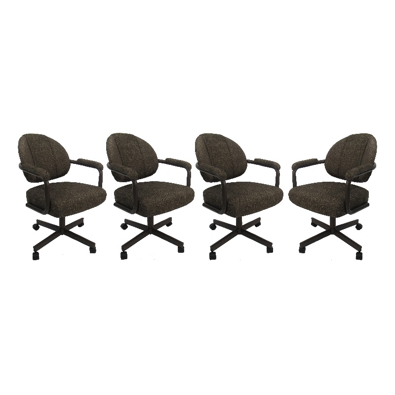 Pemberly Row Set of 4 Swivel Dining Caster Chairs in Sanora Brown on Coffee