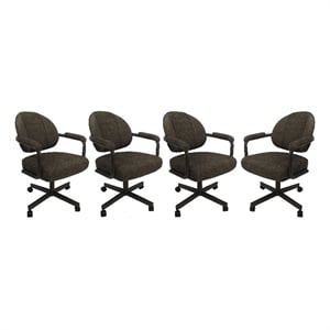 Pemberly Row Set of 4 Swivel Dining Caster Chairs in Sanora Brown on Coffee