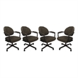 Pemberly Row Set of 4 Swivel Dining Caster Chairs in Sanora Brown on Coffee