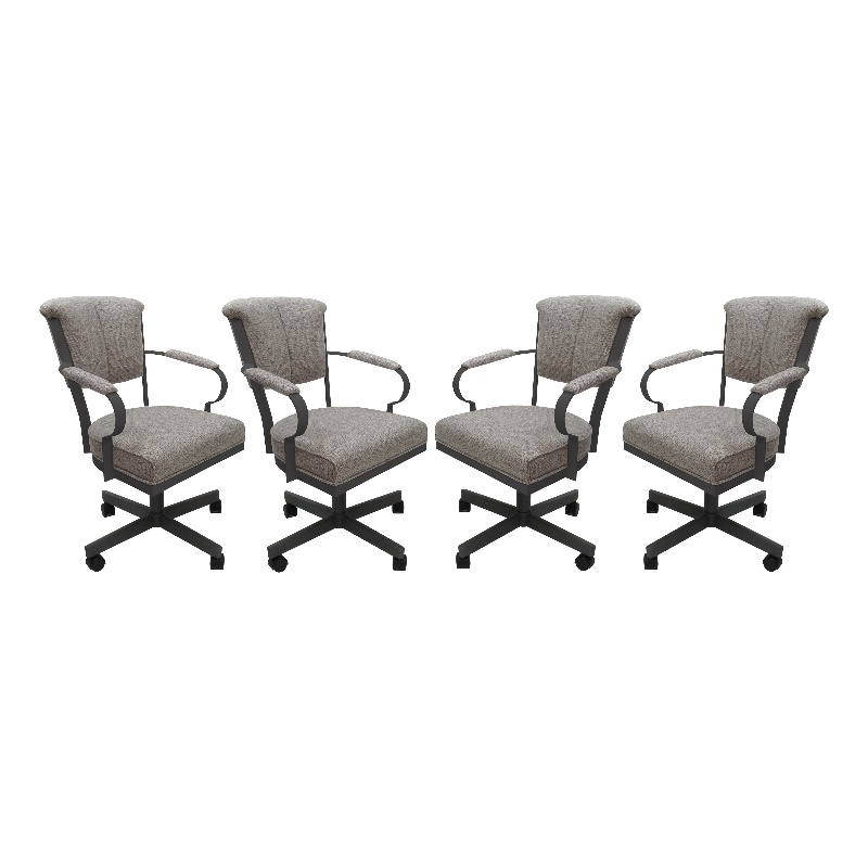 Pemberly Row Set of 4 Swivel Metal Dining Caster Chairs on Wheels