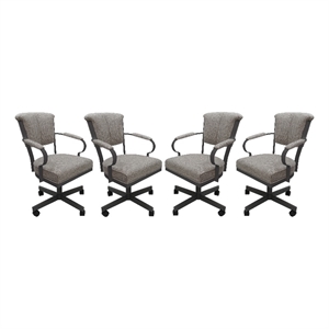 Pemberly Row Set of 4 Swivel Metal Dining Caster Chairs on Wheels