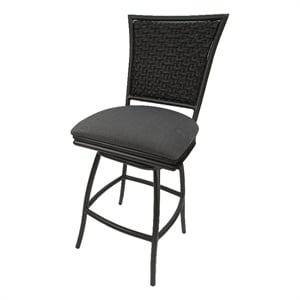 Pemberly Row Outdoor/Indoor 26&quot Counter Bar Stool Armless in Dark Gray & Brown