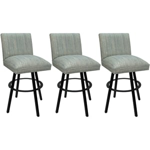 Pemberly Row Set of 3 Swivel Metal 26&quot Counter Stools in Teal Fabric & Black
