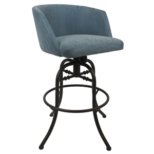 Pemberly Row Swivel Tilt Metal 30&quot Bar Stool in Topaz Turquoise Vinyl & Black