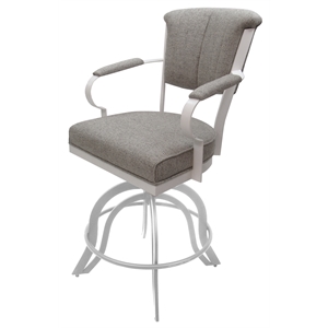 Pemberly Row Metal 30&quot Bar Stool on A Base in Ash Fabric with White Frame