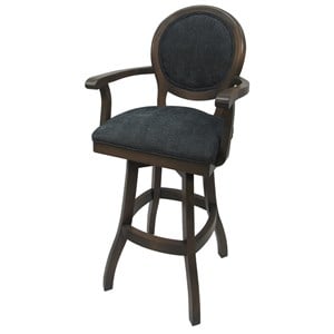 Pemberly Row 34&quot Swivel Solid Wood Extra Tall Bar Stool in Bella Charcoal