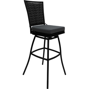 Pemberly Row Outdoor/Indoor Extra Tall 34&quot Swivel Stool in Charcoal & Black
