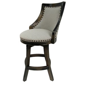 Pemberly Row Contemporary 26&quot Swivel Wood Counter Stool in Sandstone