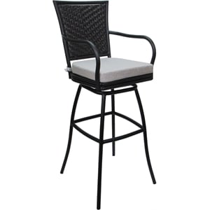 Pemberly Row Outdoor or Indoor Metal Bar Stool 30&quot Seat - Arms in White & Black