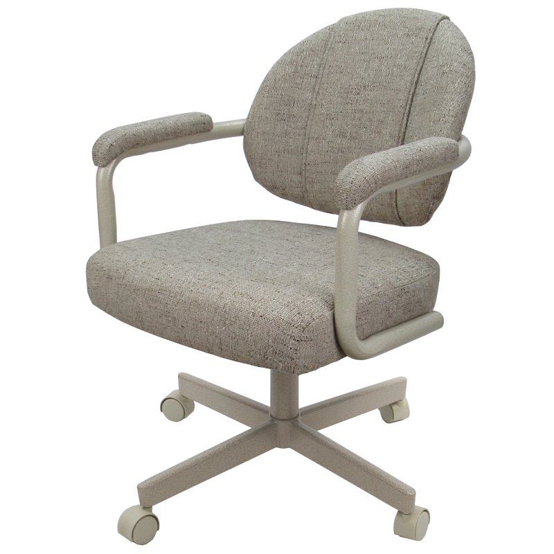 Pemberly Row 4 in Swivel Metal Dining Caster Chair with Beige