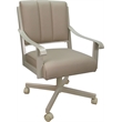 Pemberly Row Leather Dining Caster Chair Swivel Tilt in Tan on Beige