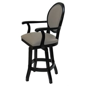 Pemberly Row 26&quot Swivel Solid Wood Counter Stool in Beige Leatherette