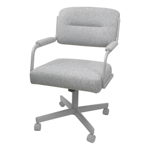 Pemberly Row 38&quot Swivel Metal & Dining Chair in White & Charcoal