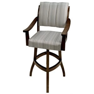 Pemberly Row 34&quot Swivel Wood Extra Tall Bar Stool in Natural/Dark Brown