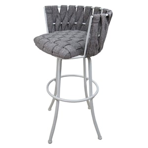 Pemberly Row Swivel Counter Stool 26&quot Seat in Gray with White Metal Base