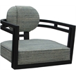 Pemberly Row Swivel Metal Dining Caster Chair in Aquatint Teal with Black