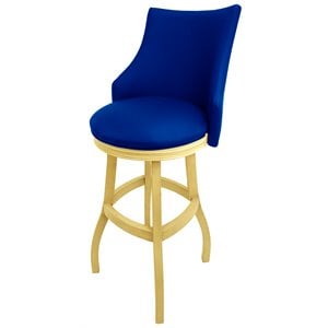 Pemberly Row 34&quot Wood Extra Tall Bar Stool in Duke Blue/Beige