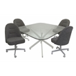 Pemberly Row Dinette Swivel Caster Chairs - Clear Glass in Mojeva Grey & White