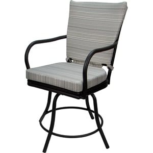 Pemberly Row Patio Dining Chair - Arms in Natural Cream & Black