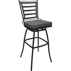 Pemberly Row Outdoor or Indoor Extra Tall Bar Stool 34&quot in Dark Gray with Gray
