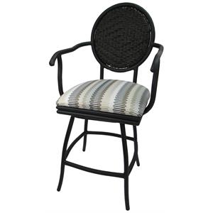 Pemberly Row Swivel Counter 26&quot Bar Stool in Black Powder Coated Frame