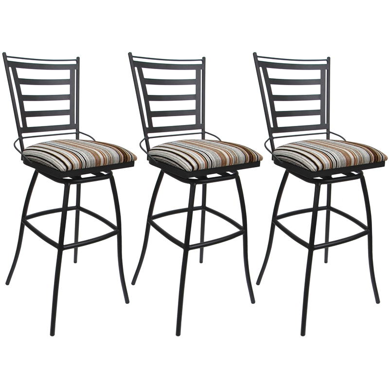 Pemberly Row Set of 3 Extra Tall Stools - Armless in Nutmeg & Gray
