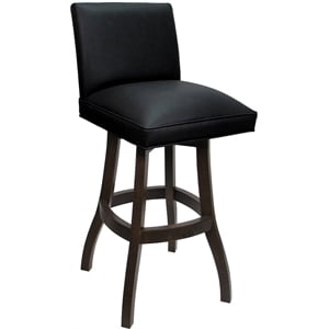 Pemberly Row Solid Wood Bar Stool 30&quot Seat in Black Vinyl with Dark Walnut
