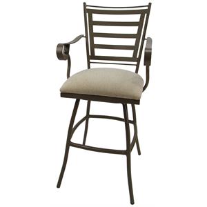 Pemberly Row 30&quot Swivel Aluminum Bar Stool with Slat Back in Tan