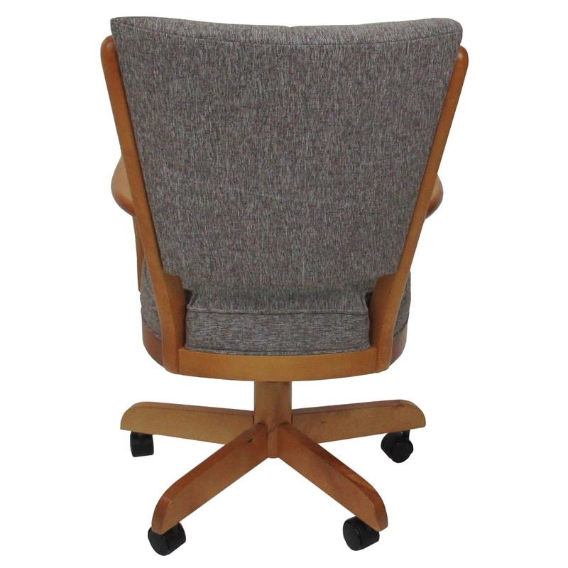 Pemberly Row Caster Solid Wood Dining Chair in Gray with Honey Frame
